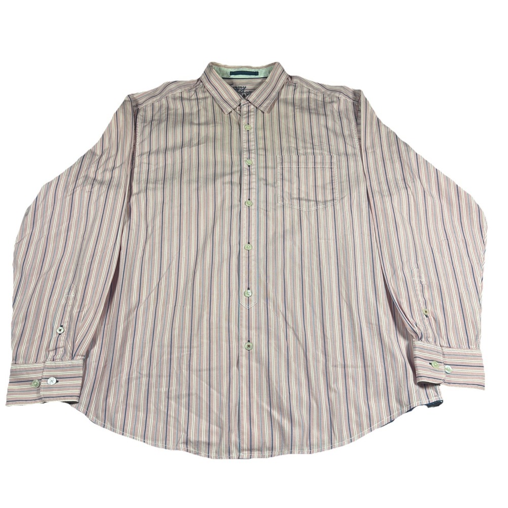 Tommy Bahama Island Modern Mens XL Long Sleeve Striped Button Up Shirt Pink Blue